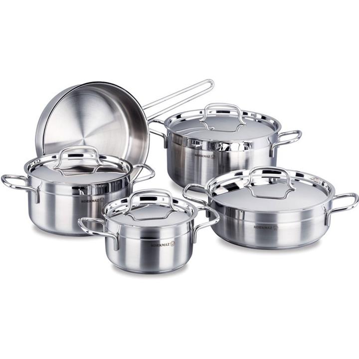 سرویس 9 پارچه قابلمه استیل برند کرکماز مدل آلفا  کد 1660 Korkmaz Alfa A1660 9 Peices Cookware Set